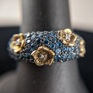 DWECK DIAMONDS Sterling Silver Floral Ring SZ 7.5